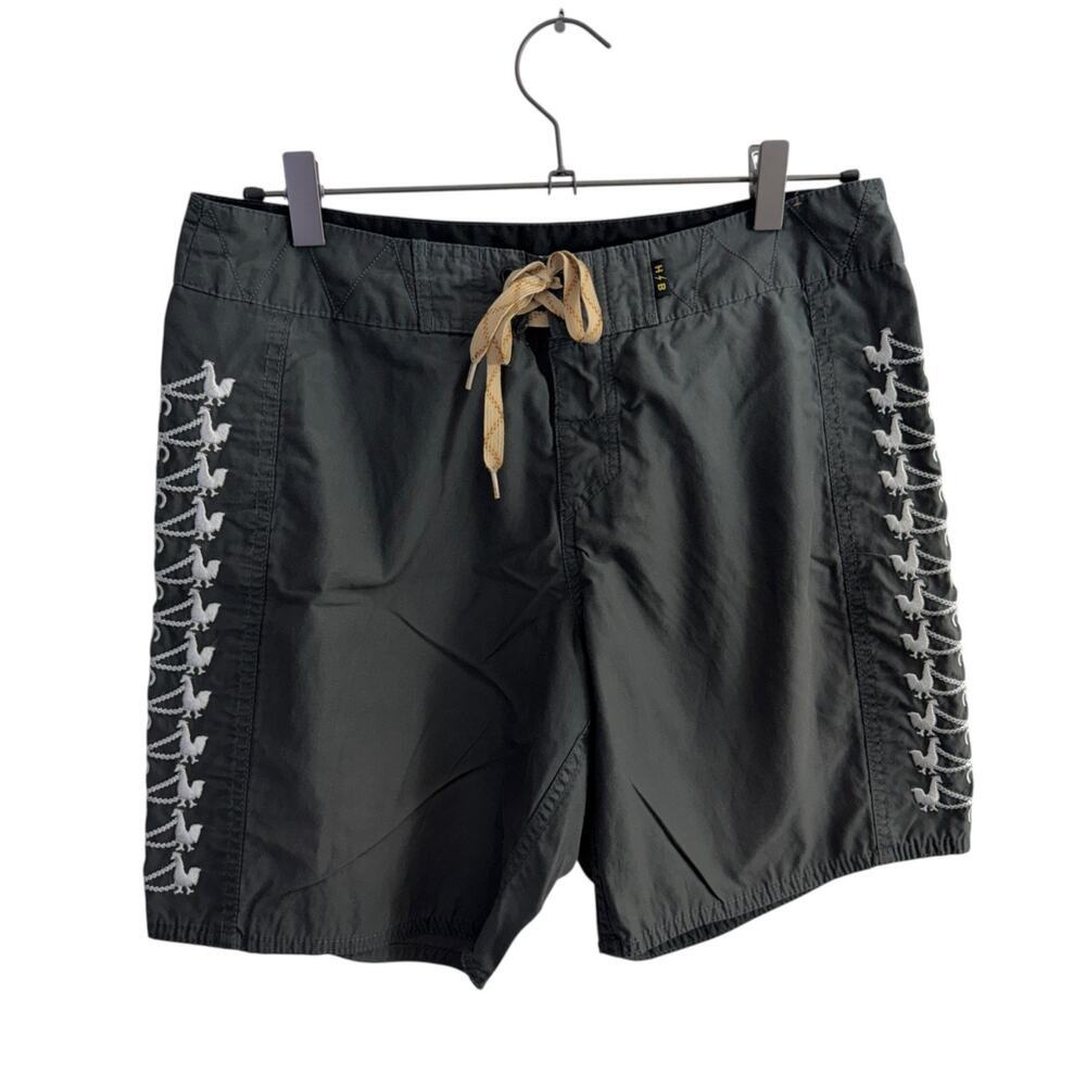 Howler Bros Los Hermanos Board Shorts 30 Grey Mens Beach Rooster Embroidered EUC